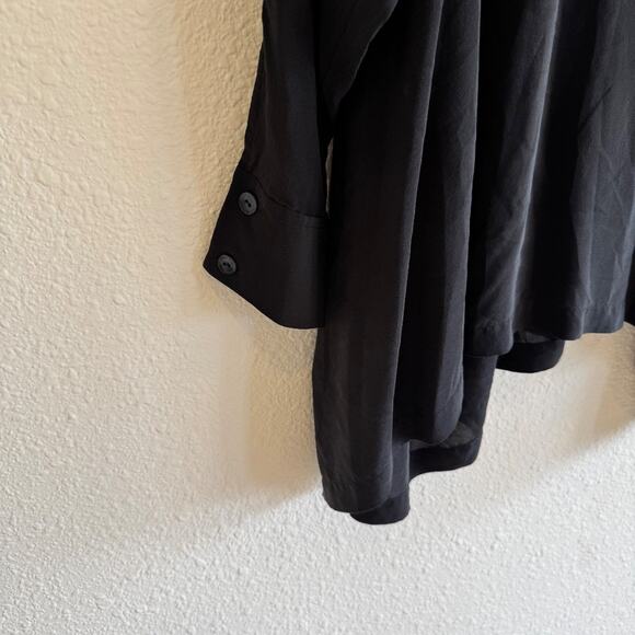 Eileen Fisher Medium 100% Silk Tunic Top Career Half Button Long Sleeve - Picture 3 of 5